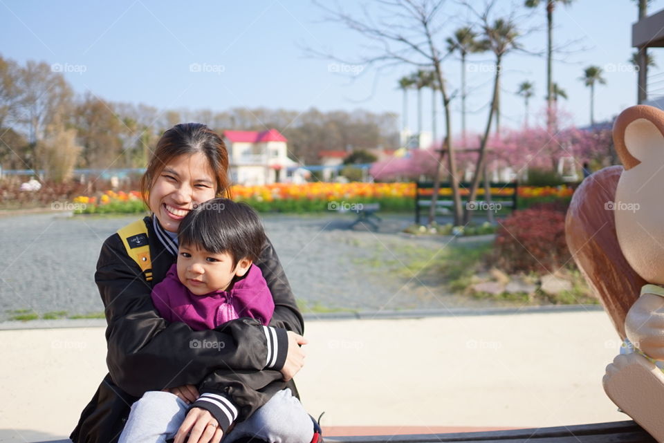 Family togetherness in amusement park 