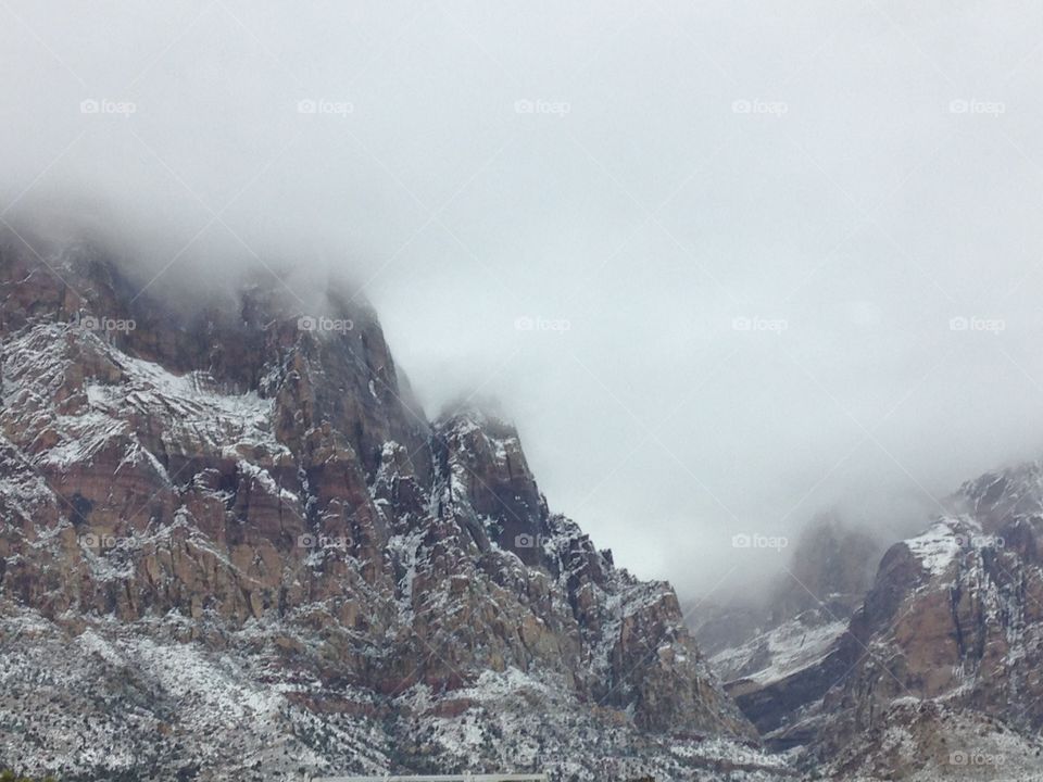 The Fog. On my drive through the snowy canyons, I got to witness these fog like clouds between them. 