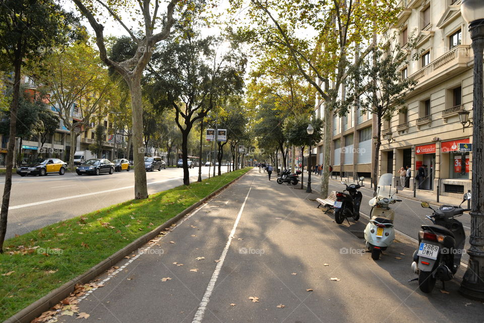 View of empty city street