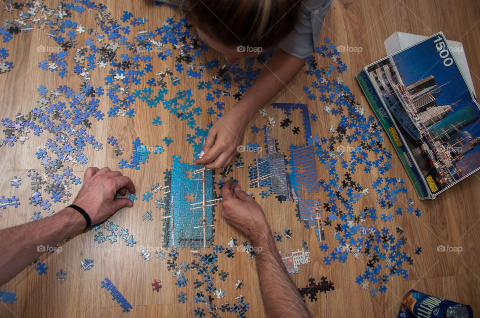 Working together on a puzzle