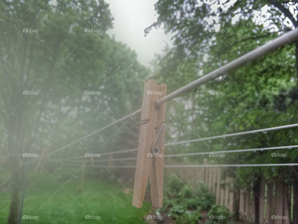Clothesline in fog