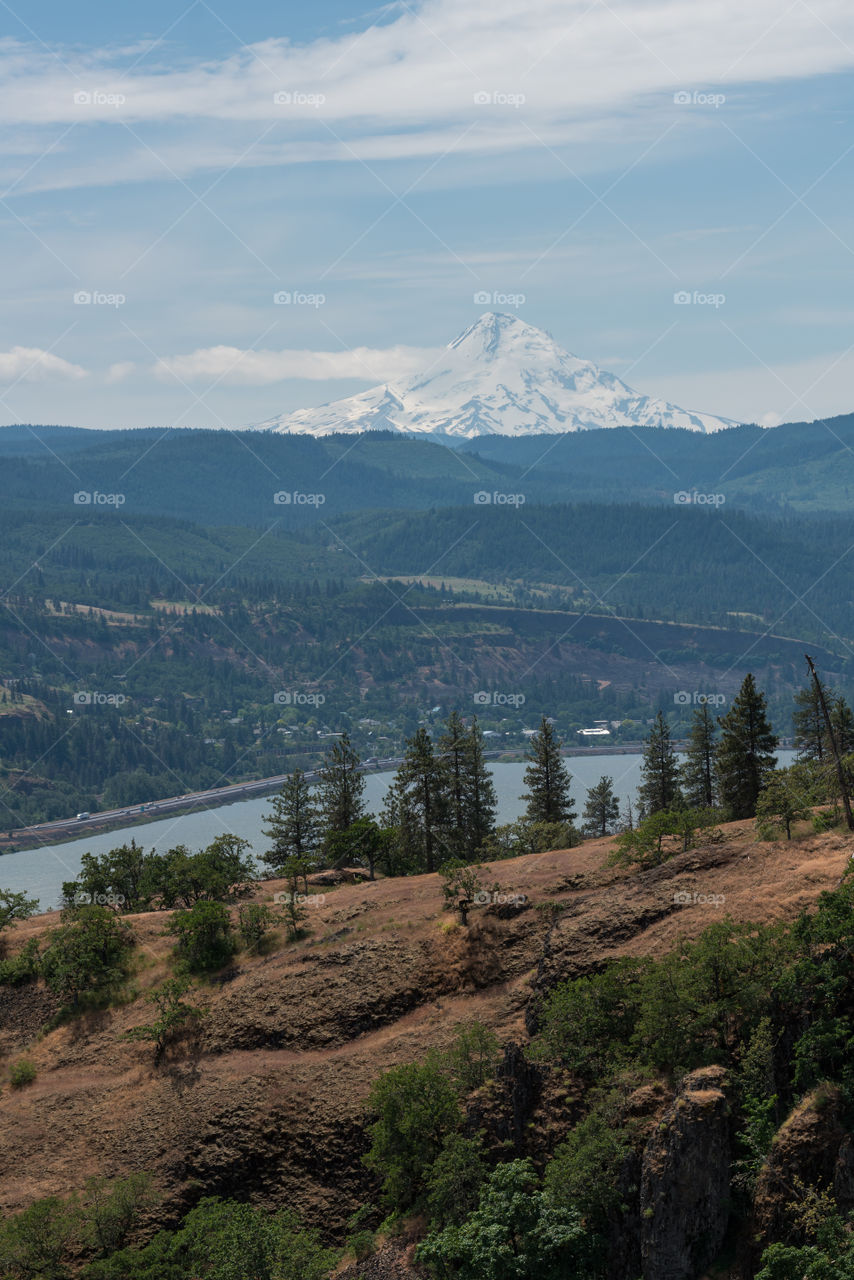 Mt Hood over the eastern Columbia River Gorge