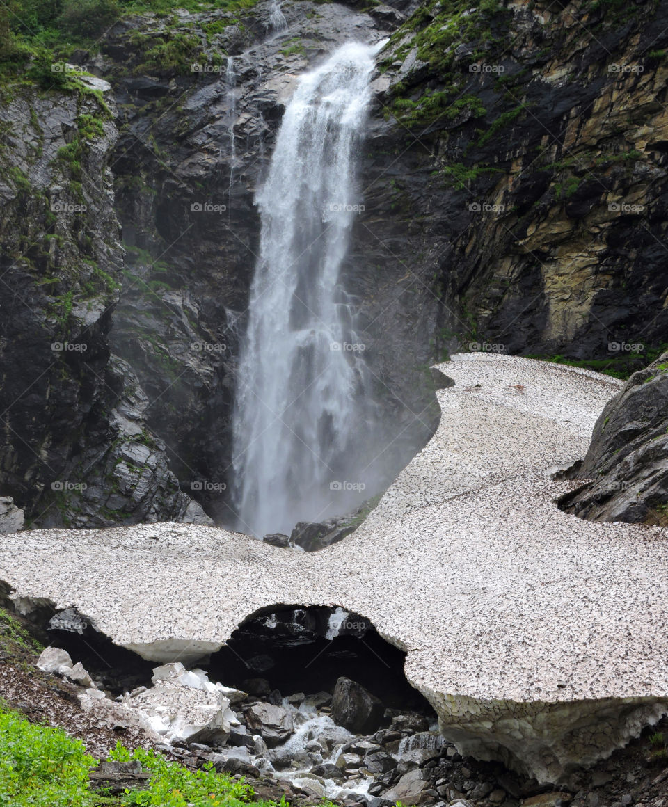 waterfall and glacier