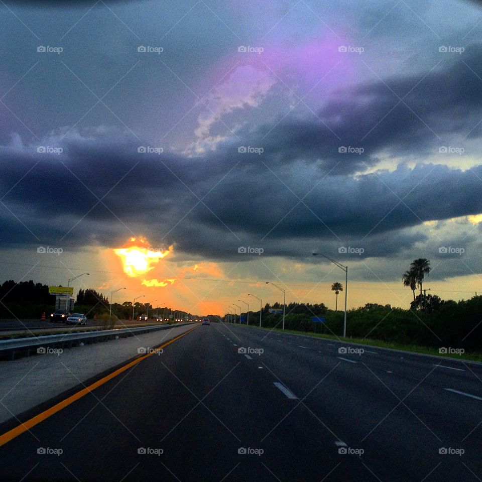 Driving north from Miami, Florida. After a rainstorm. 