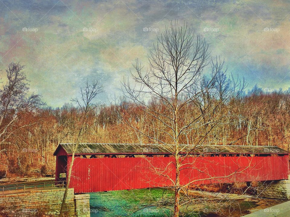 Red covered bridge 