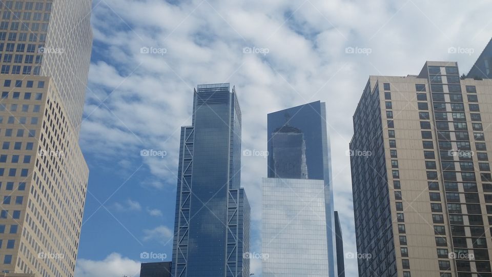 Skyscrapers and clouds