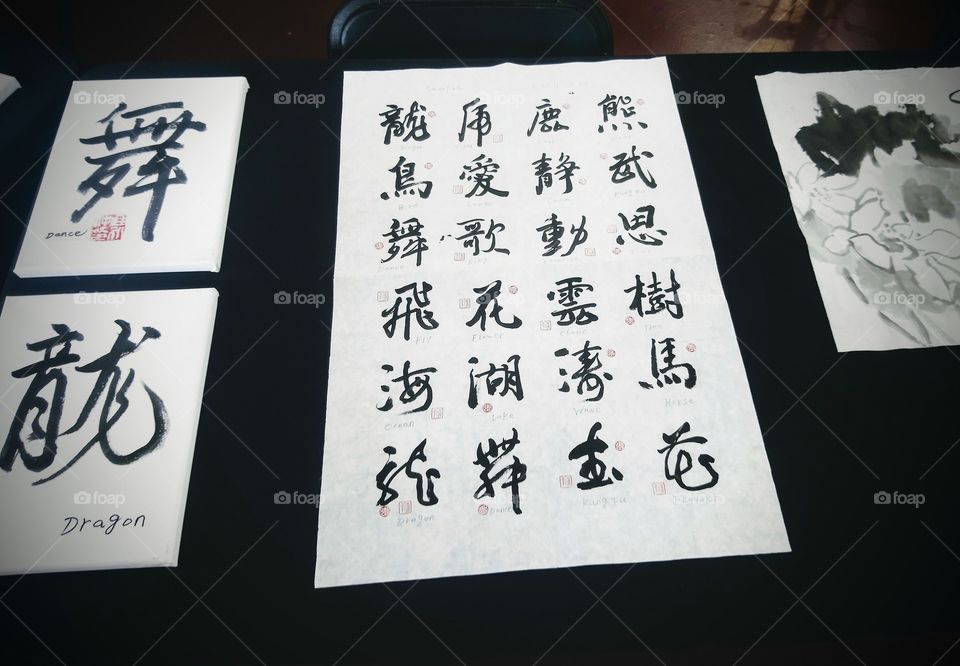 Chinese calligraphy at the Ottawa tulip festival