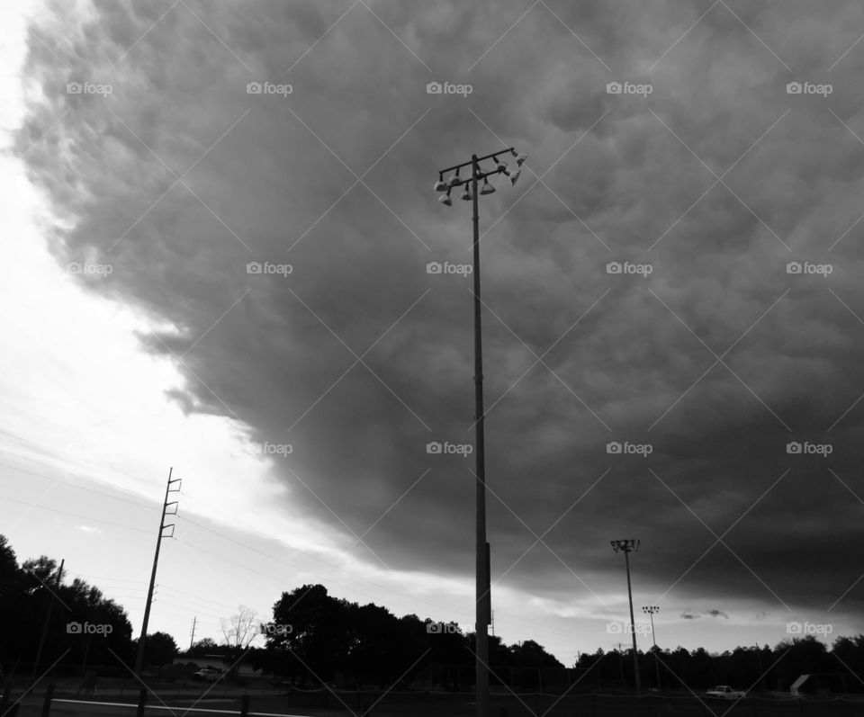 Strom cloud against landscape