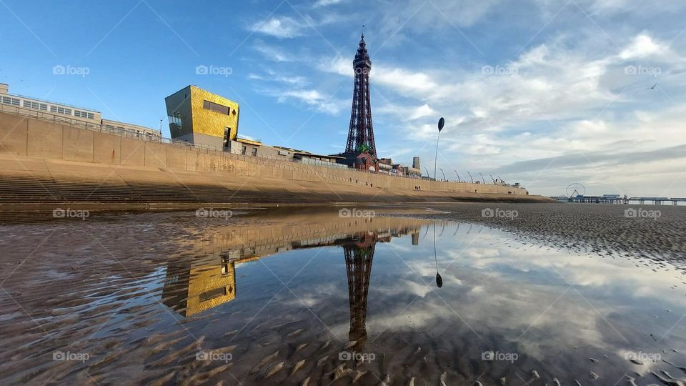 A reflection on Blackpool beach