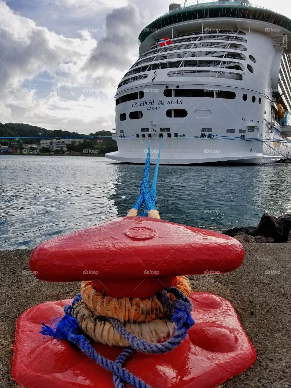 Freedom of the Seas docked in Port of Castries St Lucia