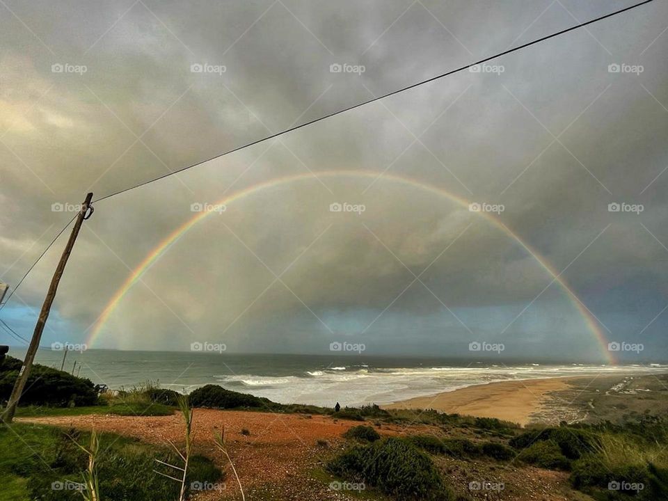 A rainbow in Nazaré, Portugal.