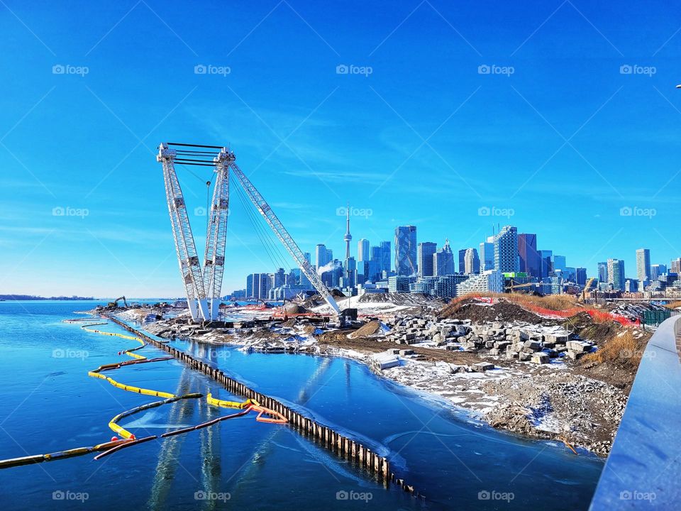 Toronto,  Canada. Urban City, Street,  view. Traffic. Modern architecture.  Landmark