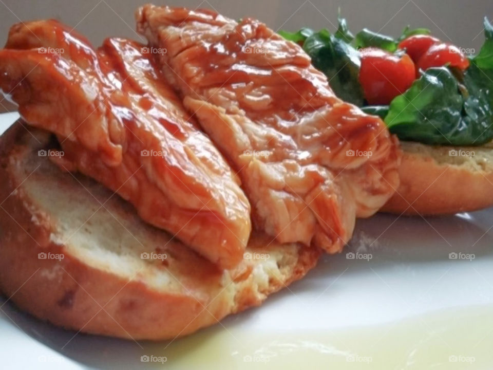 Barbequed chicken burger