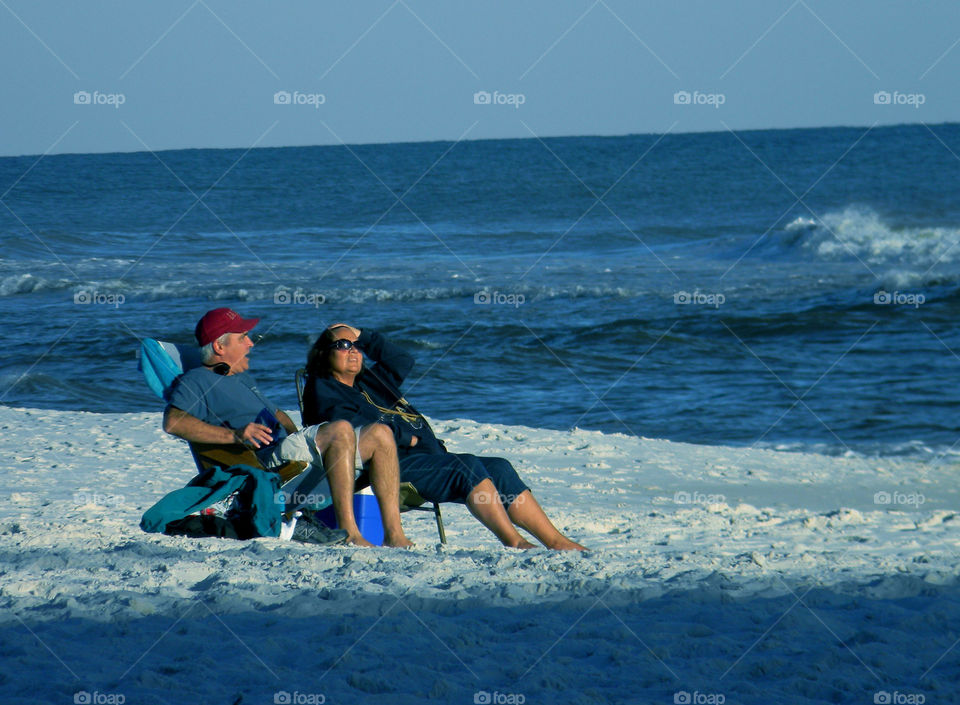 Beach day. Couple enjoying a spring  day