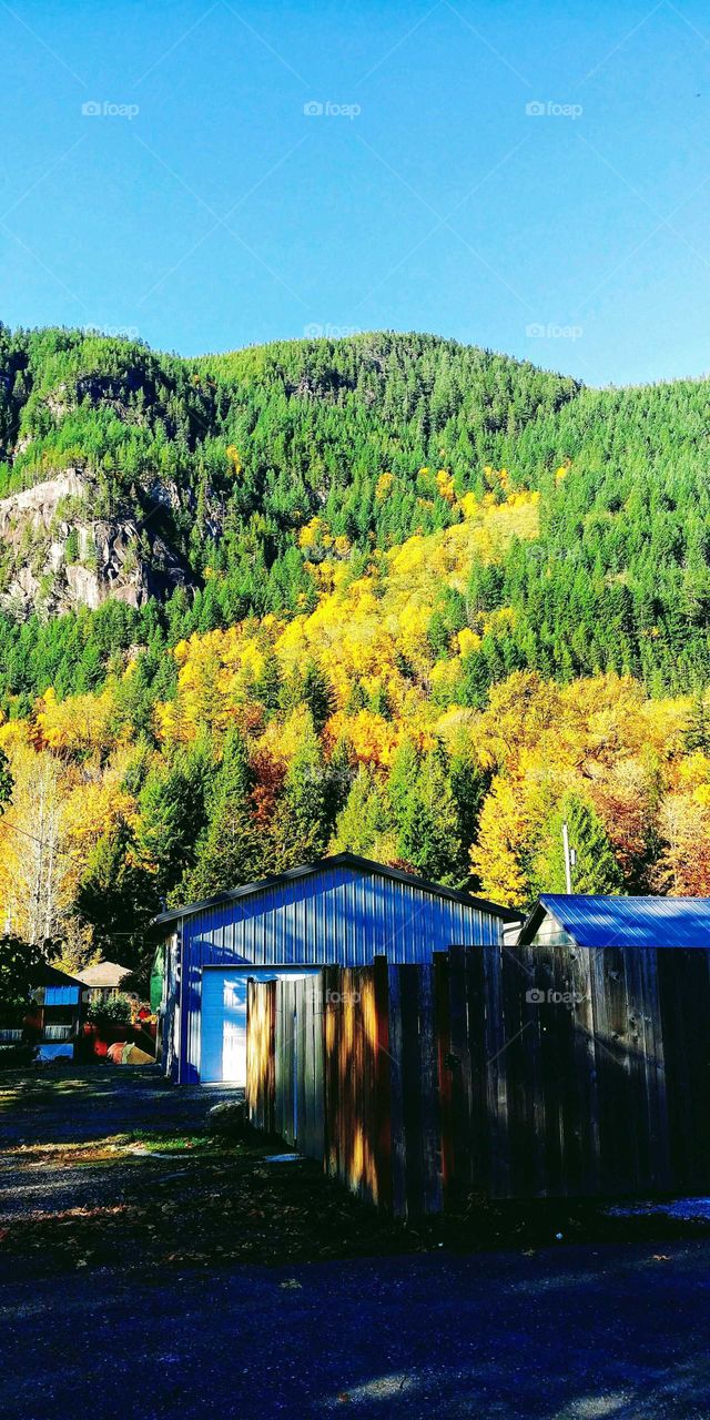 early autumn in a small foothills town Washington state