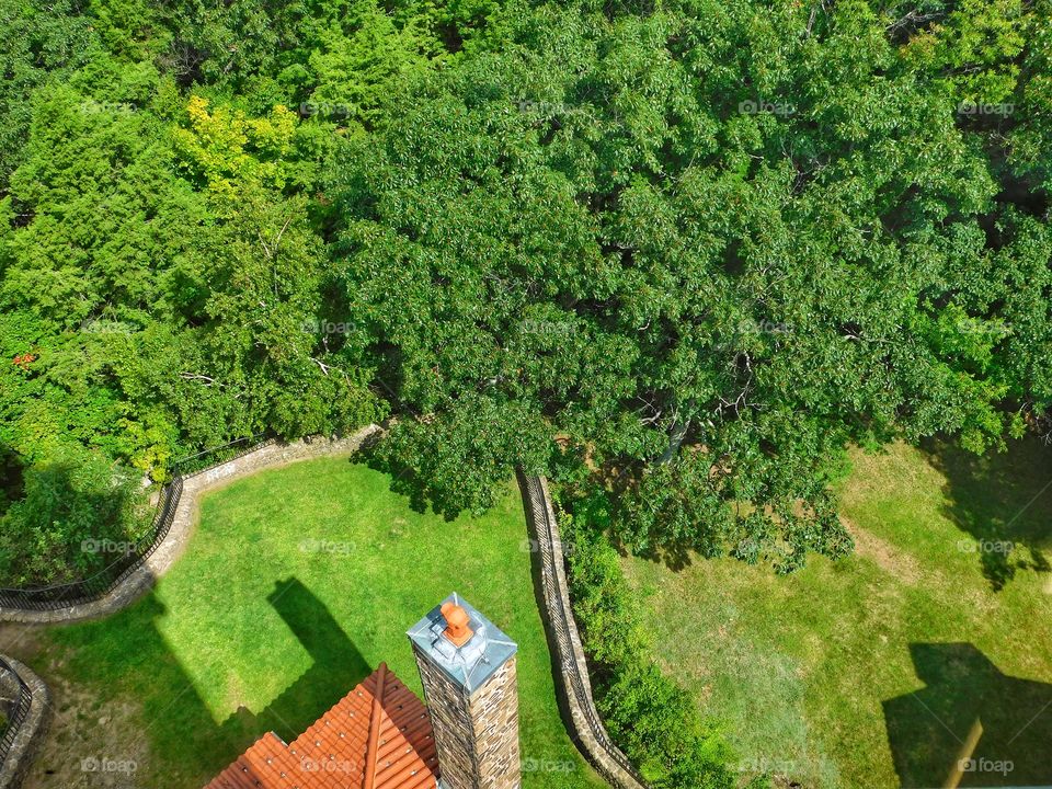 The view looking straight down from Heublein Tower 