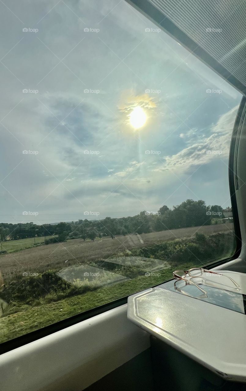 Panoramic window in train