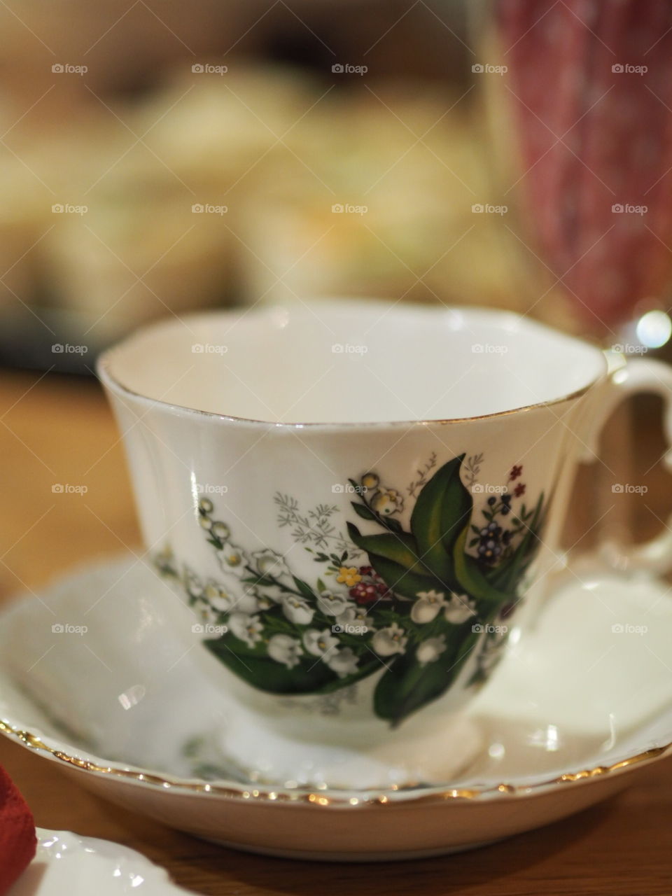 Close up teacup with bokeh background