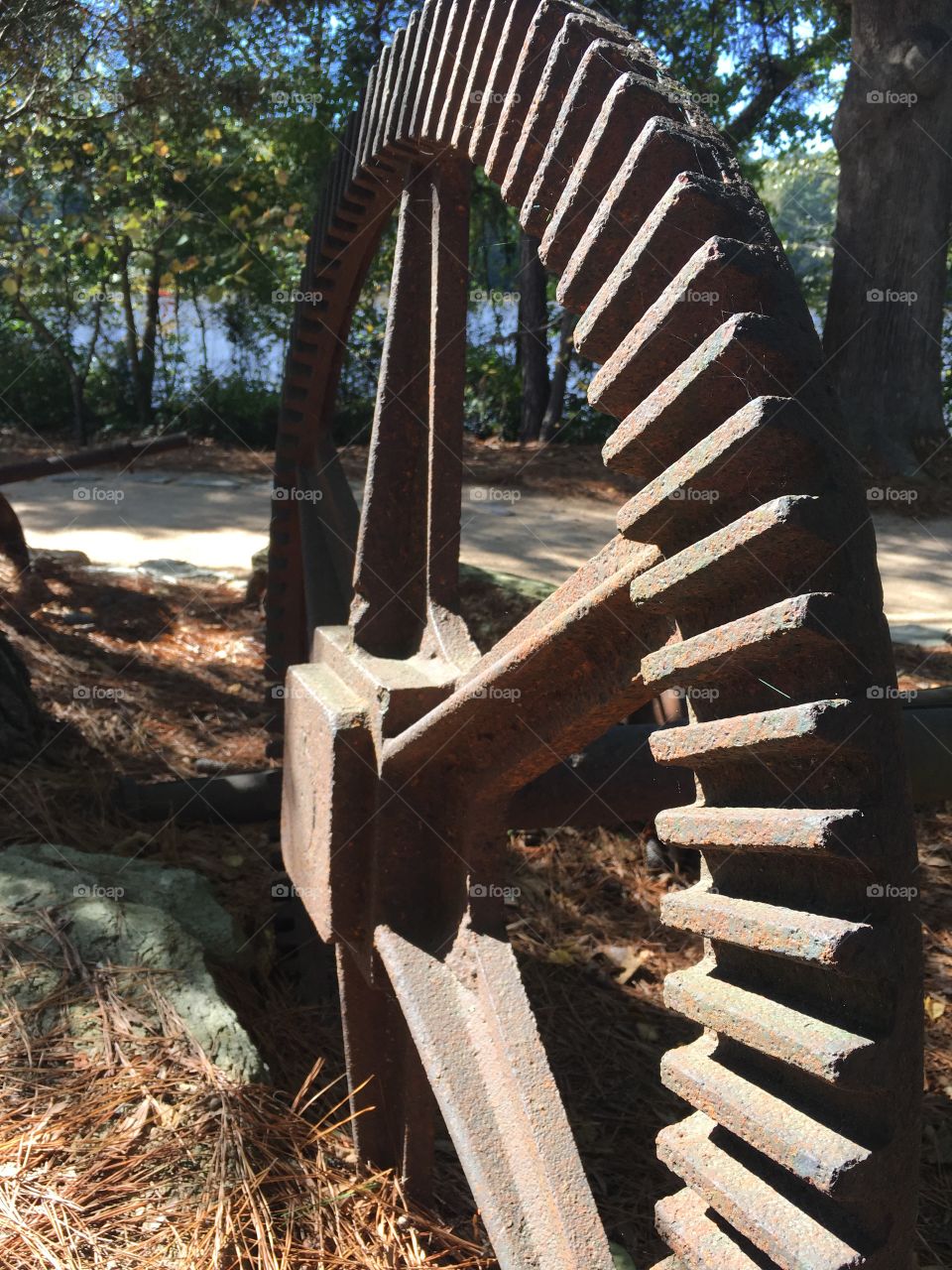 Old grinding gear at Historic Yates Mill