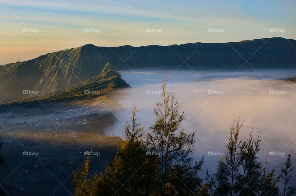 Mount Bromo (sunset), is an active volcano and part of the Tengger massif, in East Java, Indonesia.
