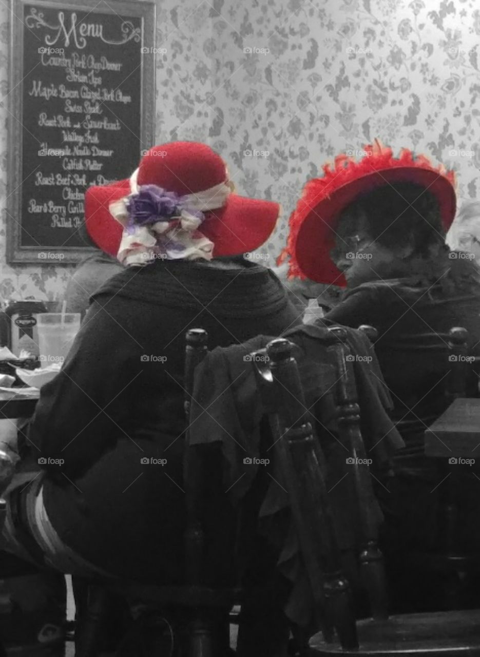 Red Hat Ladies meeting for dinner