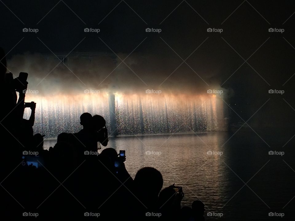 Fireworks waterfall
