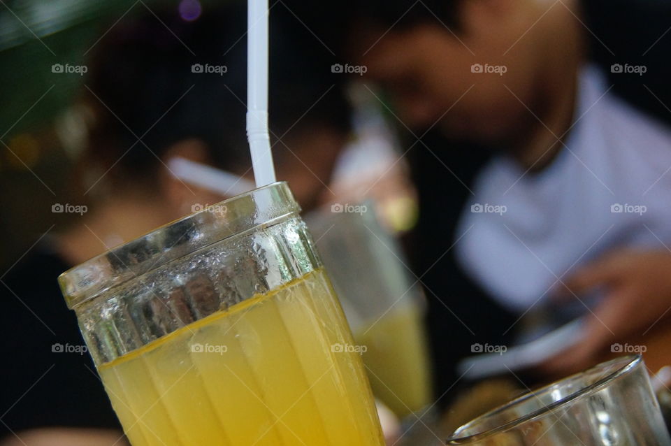 Drink a food orange juice on glass
