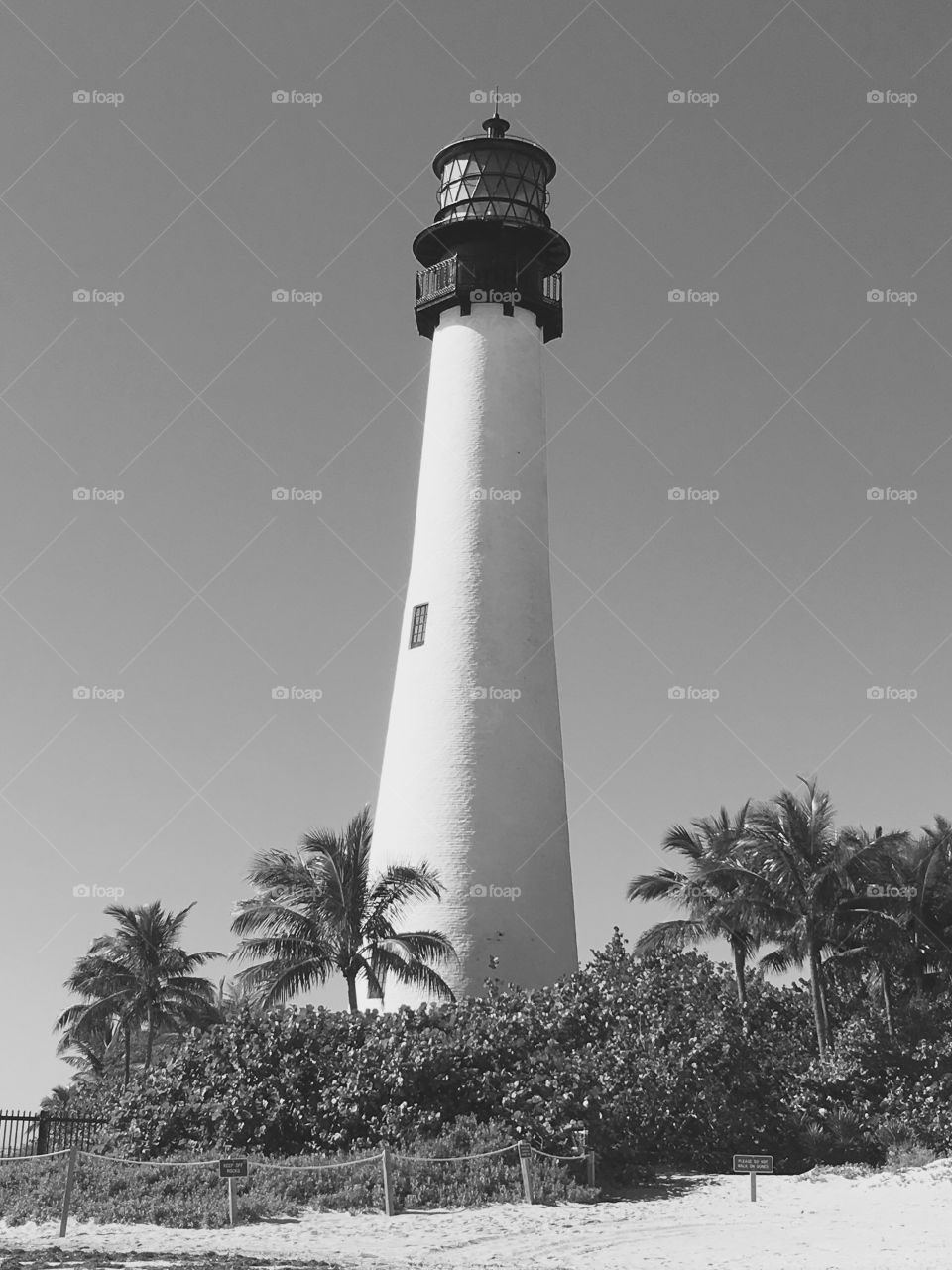 Key Biscayne lighthouse black and white.