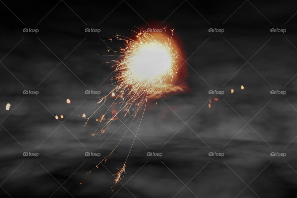 fireworks in a foggy night