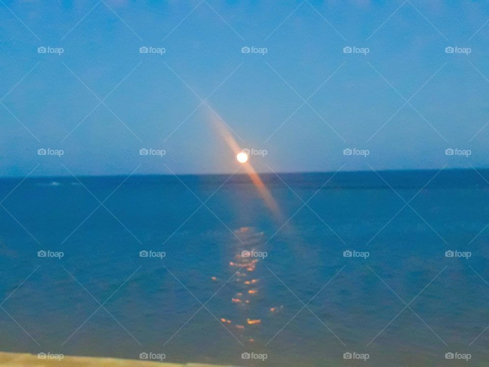 beautiful view of the moon on the beach in Olinda Pernambuco Brazil