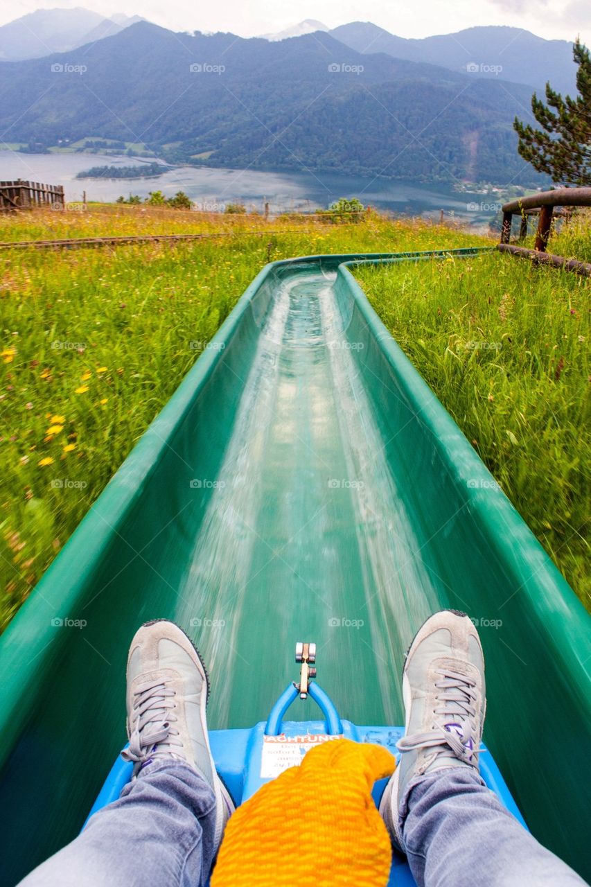 Summer sledding in the Alps