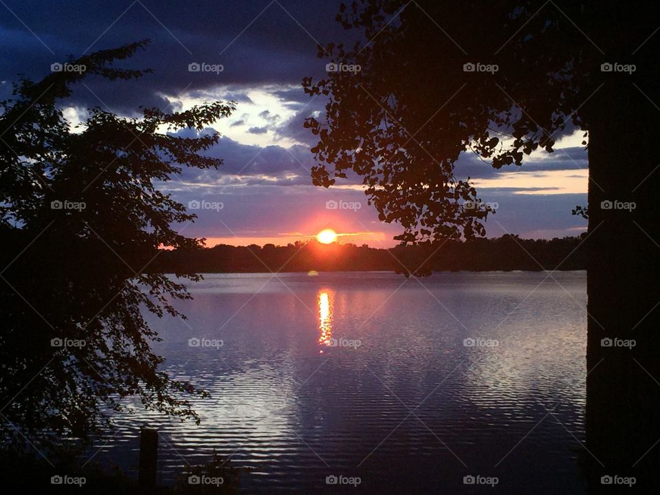 Lakeside at sunset 