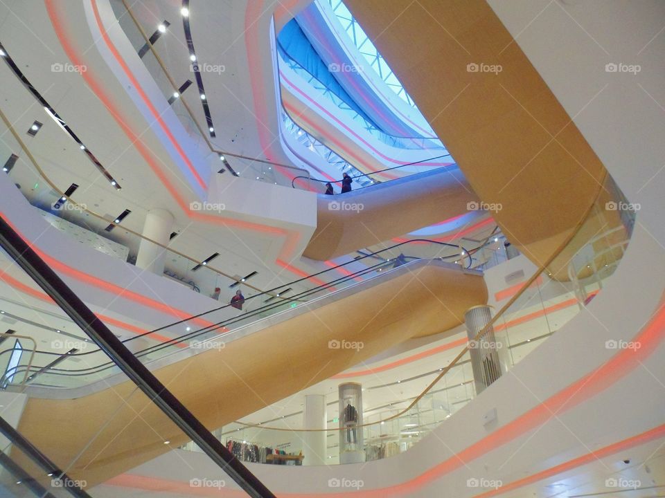 Escalators in the shopping center,Kiev