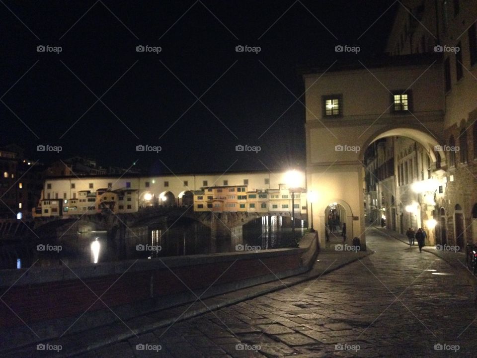 Ponte Vecchio and Street at Night