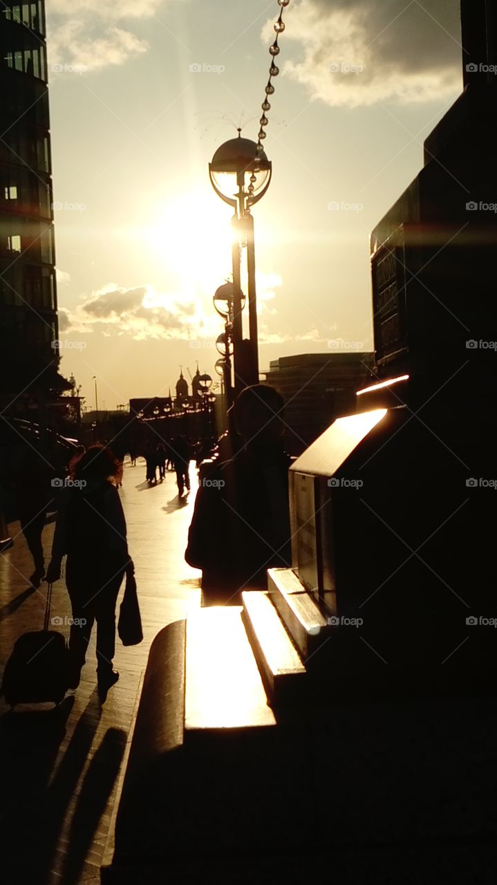 Along the Thames, near Tower Bridge, London. Summer