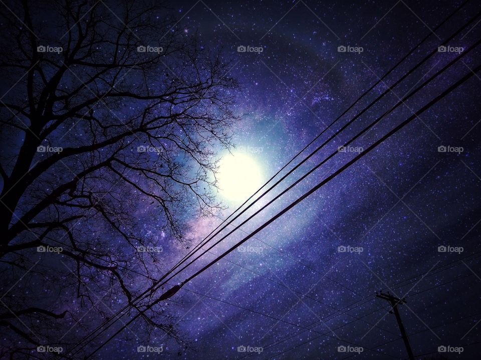 Moon And Stars Sky At Night