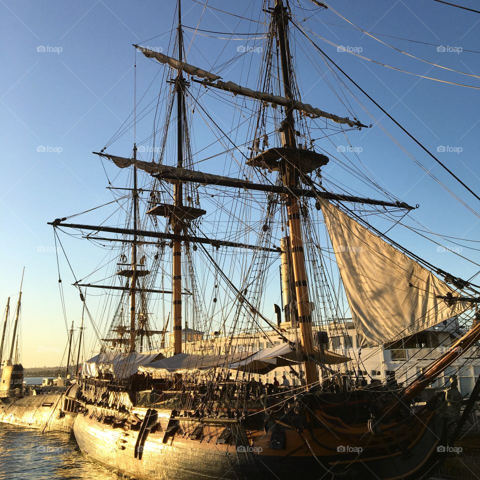 San Diego Maritime Museum at golden hour