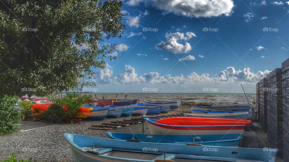 Clouds and boat