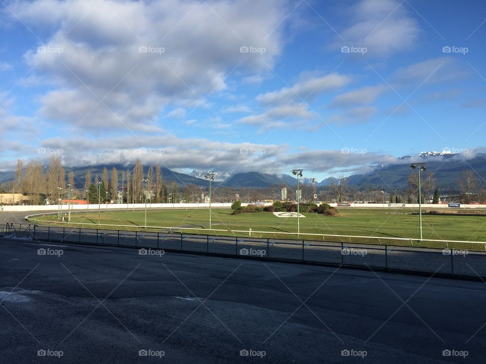View of the mountains from Hastings Racecourse 
