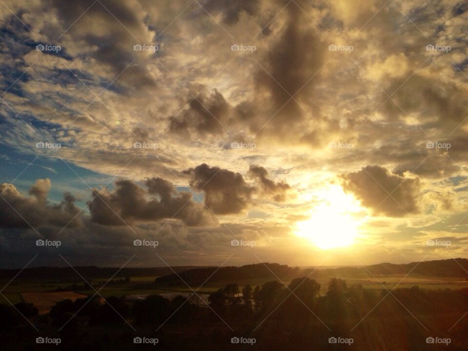 Sunset over the fields