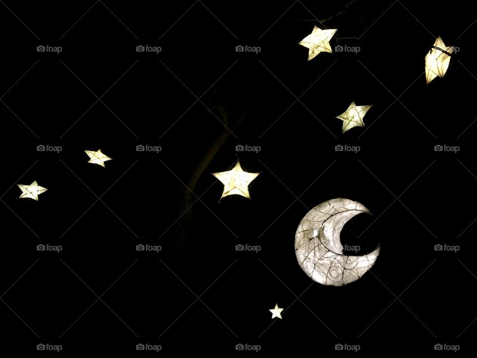 Moon and stars night scene