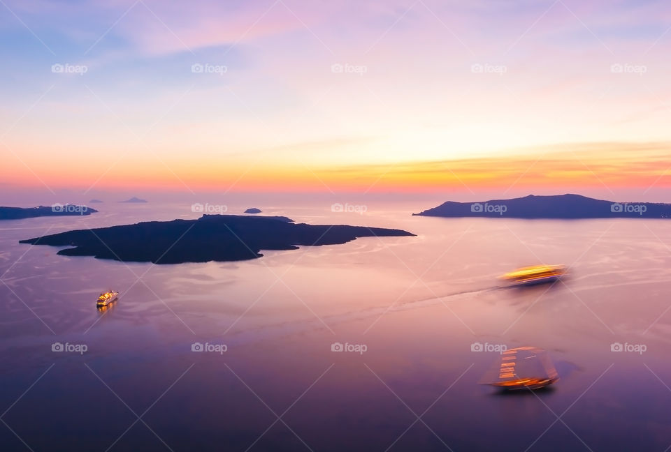 Moment after sunset at Mediterranean sea