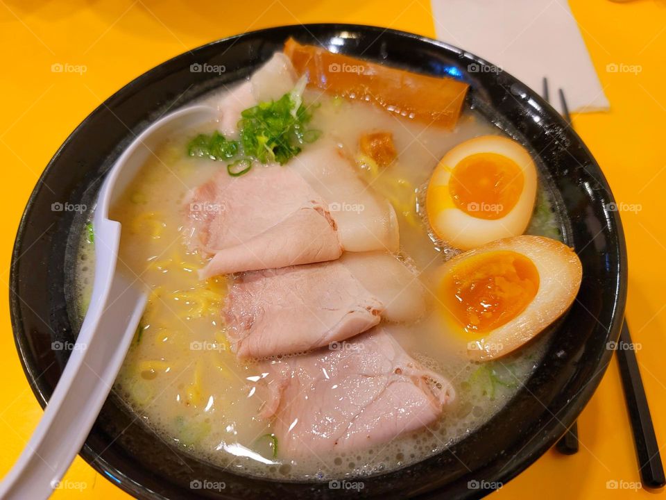 Ramen with char siu and soft-boiled egg