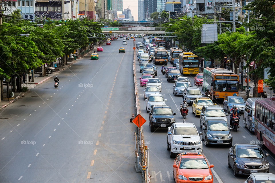 Rush hour traffic jam