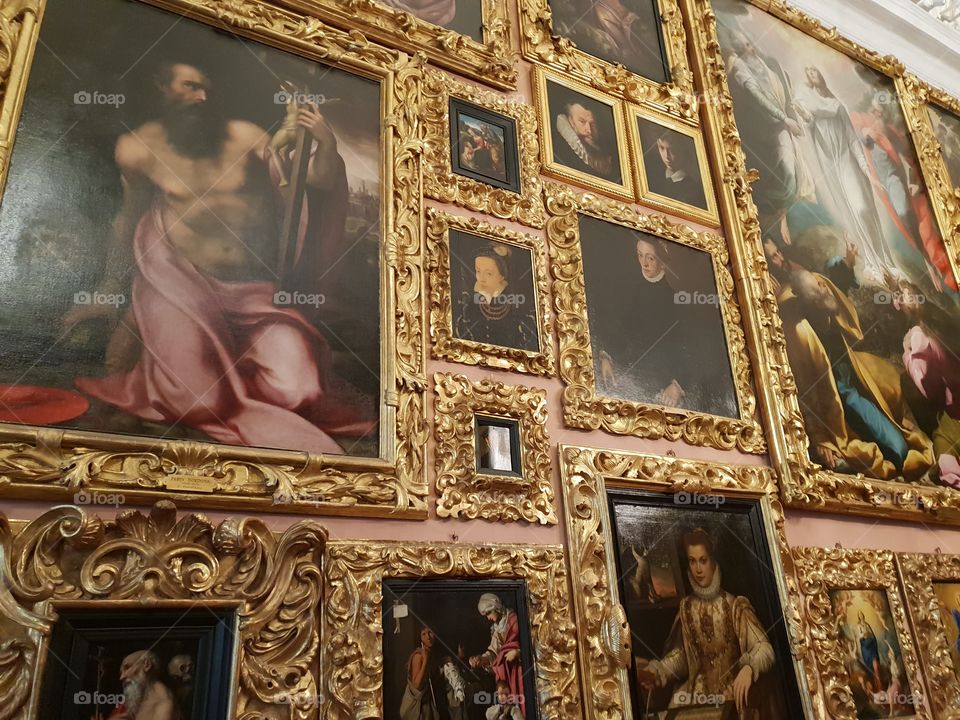 Gallery in baroque castle on Isola Bella in Italy