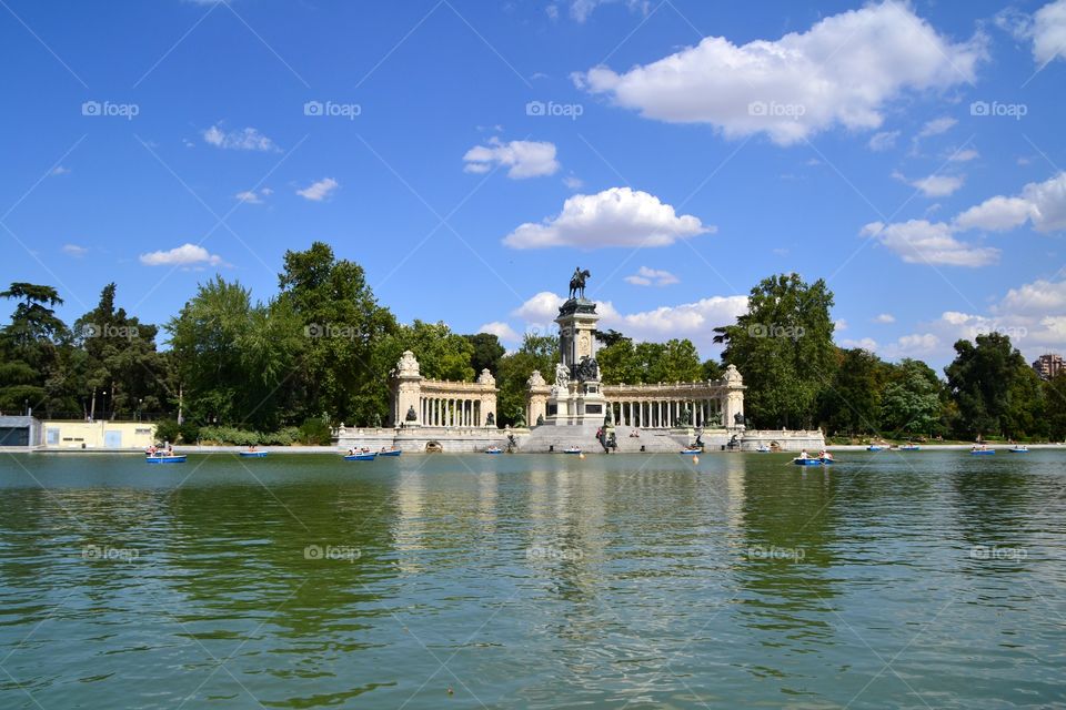 Landscape of the Retiro Park in Madrid, Spain