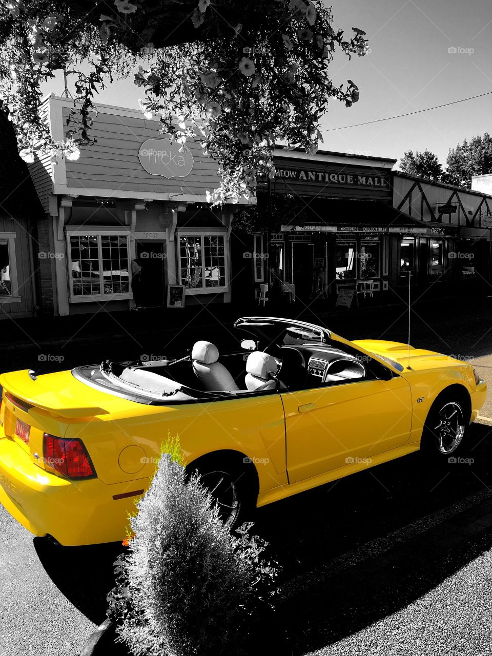 Yellow Ford Mustang Covertible
