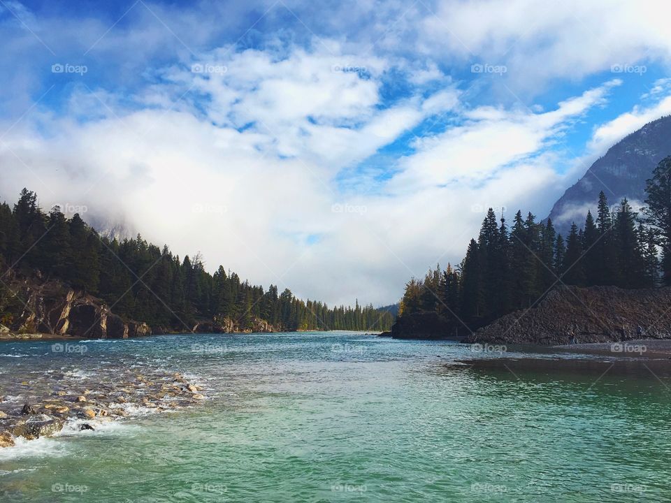 Clouds were lifting on this serene Autumn day in the Canadian Rockies.  