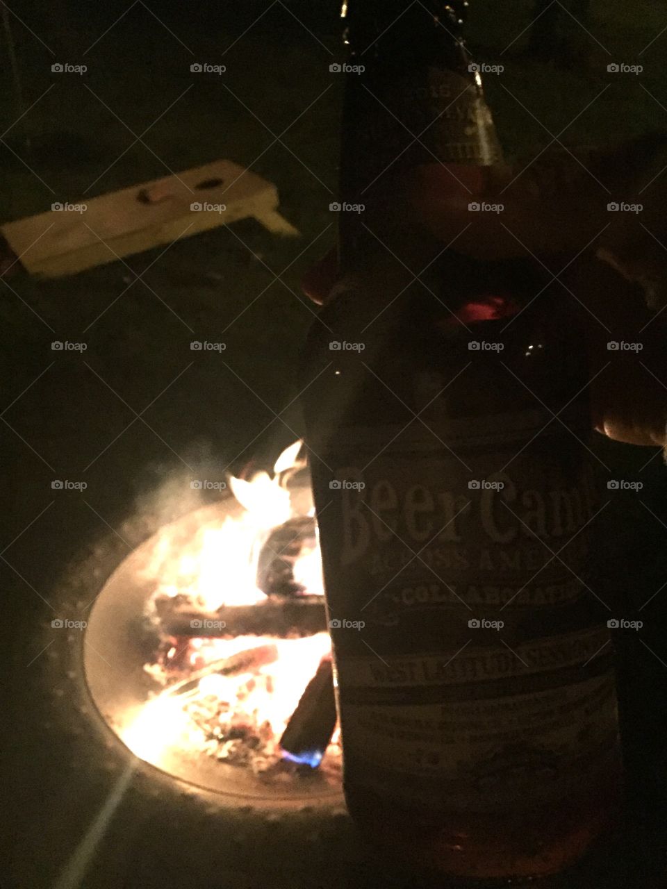 Campfire and beer