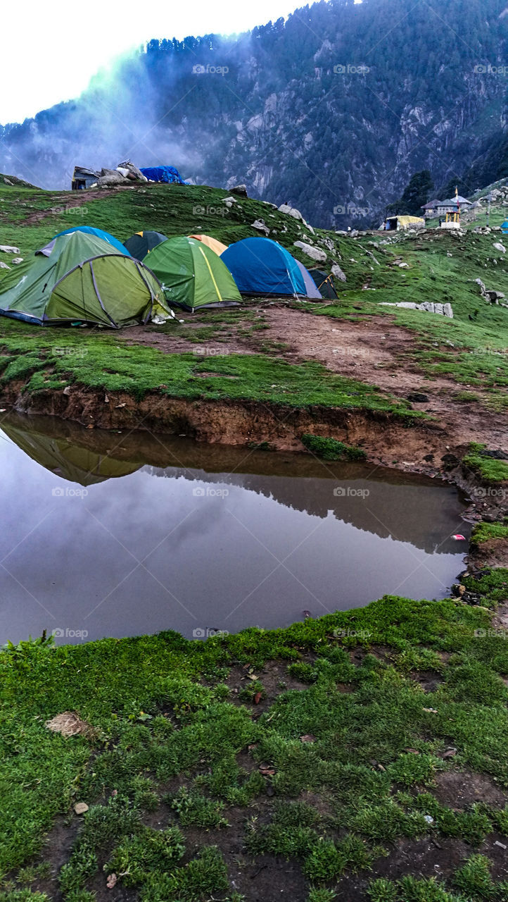 camping near pond